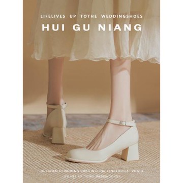 法式瑪麗珍鞋女粗跟單鞋不累腳溫柔風配裙子高跟鞋伴娘鞋日常可穿