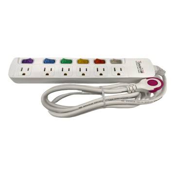 Tyson 太順電業 6切6座延長線 3孔 防雷擊 防火 過載保護  1.8m  白色  1個