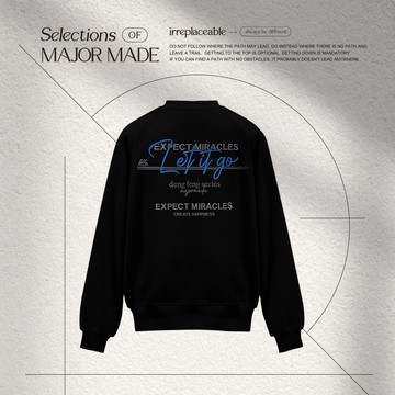 LET IT GO草寫刺繡大學T