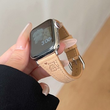 線條小狗 翻毛皮錶帶 適用Apple Watch 11 錶帶 s10 9 8 7 6 5 SE 蘋果手錶錶帶 蘋果錶帶