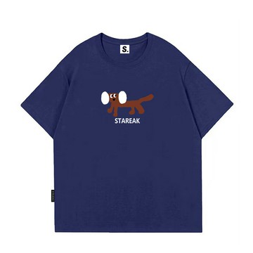 國潮美式簡約小狗短袖T恤男女夏季新款潮牌寬松重磅情侶上衣【木屋雜貨】