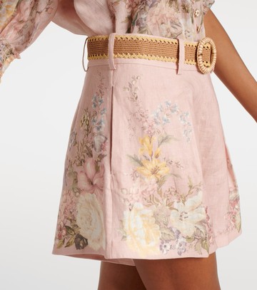 Zimmermann Waverly belted floral linen shorts