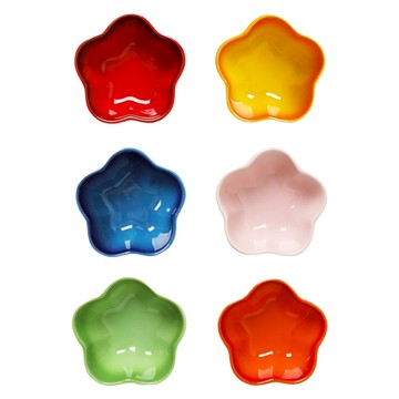 法式皇家花朵造型醬料碟6件組  1套  紅/藍/橙/黃/綠/粉