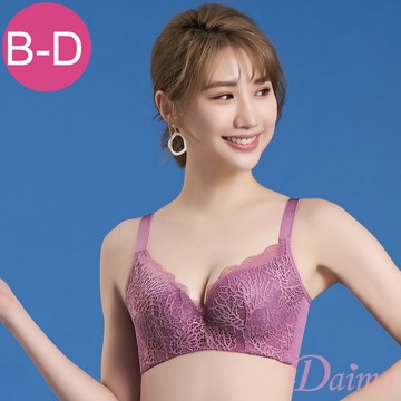 內衣 軟鋼圈(B-D)舒適集中防副乳機能蕾絲內衣_紫色#3055