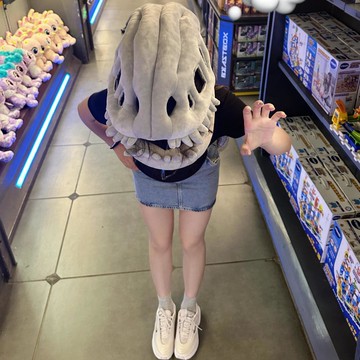 熱門爆品！！（萬人回購）鹿晗同款中華恐龍骨架頭套外骨骼玩偶帽子萬圣節男生生日禮物女生