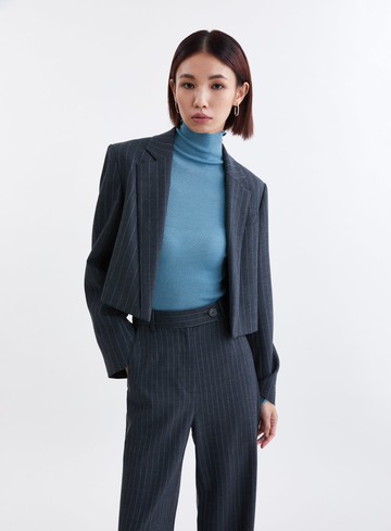 經典條紋短版西裝外套