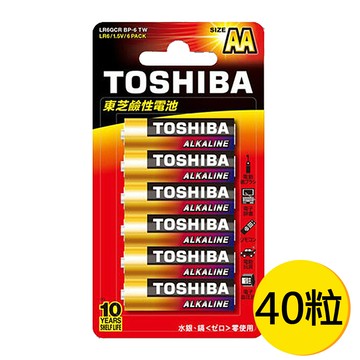 【TOSHIBA東芝】3號AA鹼性電池40入 吊卡裝(1.5V LR6)