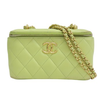 CHANEL 香奈兒 綠色 菱格紋 羊皮 Vanity Chain Shoulder Bag 肩背包 AP3104 【二手名牌BRAND OFF】