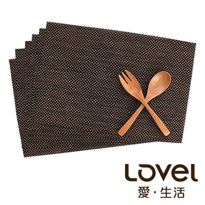 LOVEL 歐美風手作編織感餐墊-復古深咖(6入組)