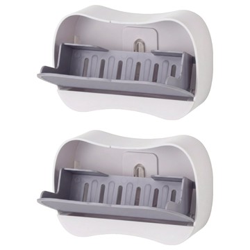 生活King 黏貼式隱藏式香皂架/肥皂架/瀝水架 浴室適用  白色 + 灰色  2個
