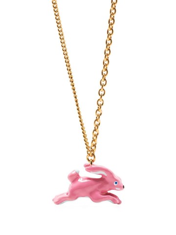 Marni - rabbit-shaped pendant necklace - women - Brass - One Size - Pink