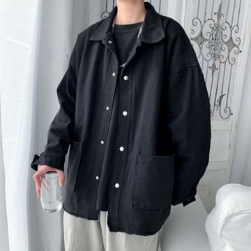 春秋飛行員夾克寬松純棉襯衫工裝