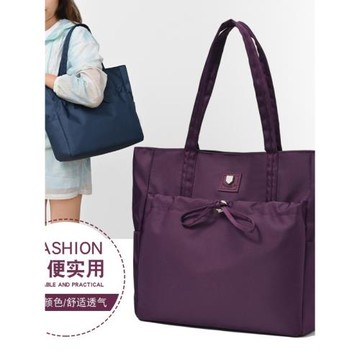 跨境批發休閑簡約女士2024新款大容量手提包防水尼龍布百搭單肩包