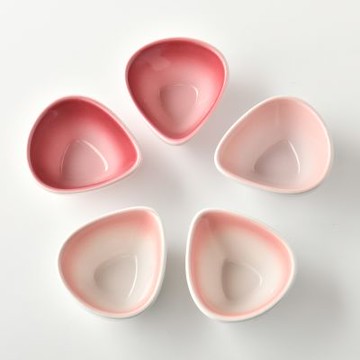 Le Creuset 花瓣系列 花瓣點心盤組 醬料碟 前菜碟 5入 貝殼粉/櫻桃粉/淡粉紅