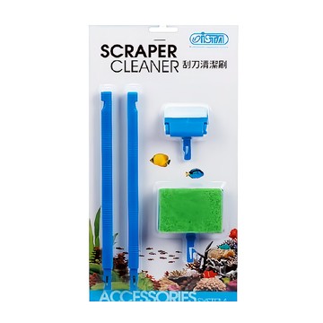 ISTA 伊士達 刮刀魚缸清潔刷 可替換刀片  1支  高度19.5CM 深度2.5CM 棉體約6.5 x 5cm 刀片長約3.7cm