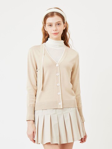 Drop Taping Cardigan Golf [Beige]