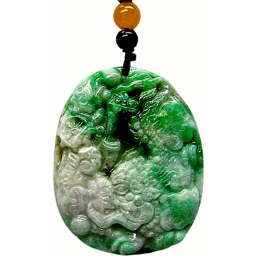 淡紫帶正陽綠山水畫 天然A貨翡翠玉石吊墜子項鍊H46