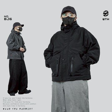 【WTH】BJ6 日系 尼龍 多口袋 工裝機能防潑水 連帽外套 口袋 騎車外套 防風外套 外套男 男生外套