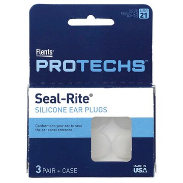 Flents, Protechs，Seal-Rite 矽膠耳塞，3 對 + 收納盒