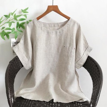 日式風自然感雨露麻小衫 內包邊好品質夏季透氣短袖寬松襯衫女