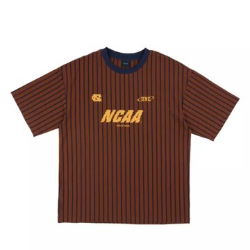 NCAA 短T 咖啡 直條紋 落肩 復古 短袖 中性 7425112002