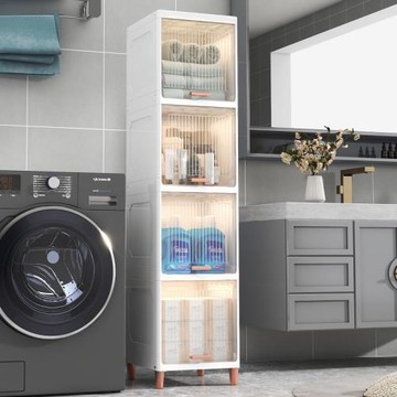 輕奢浴室夾縫柜置物架透明收納柜廁所衛生間馬桶儲物柜落地縫