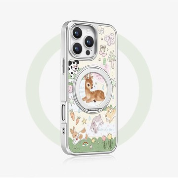 360度旋轉 林間小鹿 小羊皮 磁吸充電支架 蘋果手機殼 iPhone 16 15 14 13 12 PROAMX防摔