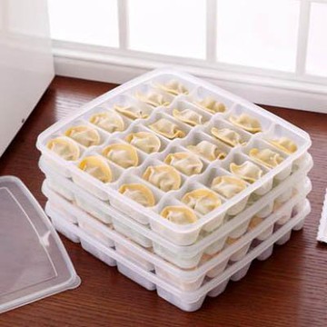 【帶蓋24格餃子盒-29*26*4cm-4個裝/套-1套/組】冰箱收納盒餃子託盤保鮮盒冷凍速盒-7201002