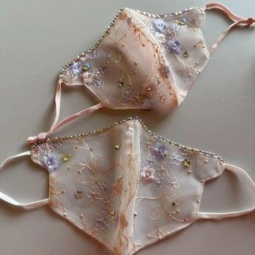 臺灣出貨✨【可開發票】夏季防曬口罩蕾絲薄網紗刺繡款高顏值仙美多巴胺透氣水洗精緻繡花