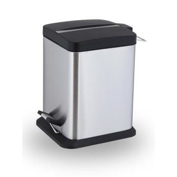 12L不銹鋼垃圾桶腳踏式方形歐式創意 家用衛生間廚房客廳有蓋拉絲