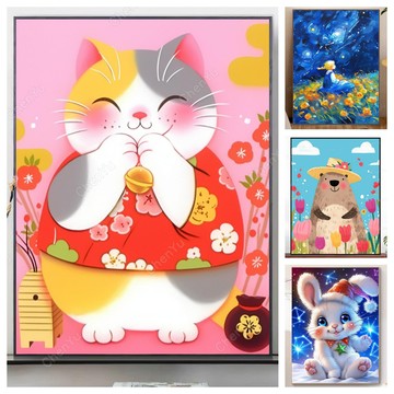 💛台灣現貨💛盒裝💛 DIY鑽石貼畫 新款5D鑽石畫 手工點鑽畫 黏鑽畫 滿鑽 新年鑽貼 立體貼鑽畫 手作 聖誕 大幅