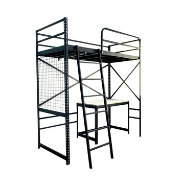 【空間特工】免螺絲角鋼單人床架桌衣架組-標準款 6.5x3尺 組合床 衣櫃床 架高床 宿舍床 學生床黑角鋼｜時尚黑床板