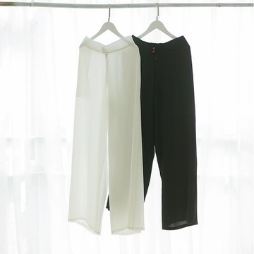 【7折】棉麻記2025夏裝新款文藝復古雙層直筒雪紡長褲春季