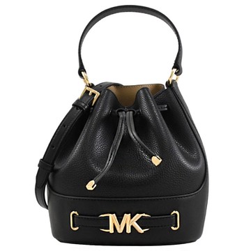 MICHAEL KORS Reed 經典荔枝皮革手提/斜背兩用水桶包(黑)