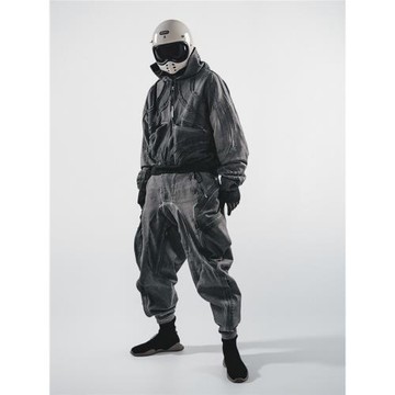 DRKLEI 24SS 原創幾何不規則拼接做舊廢土風水洗毛邊衛衣男女同款