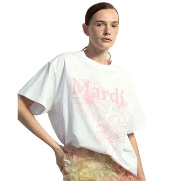 韓國 Mardi Mercredi [EXCLUSIVE] UNISEX TSHIRT TRIPLE FLOWER 春夏限定 中性短袖T恤 白色粉色WHITE PINK