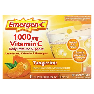 Emergen-C, 維生素 C，橘子，1,000 毫克，30 包，每包 0.33 盎司（9.4 克）