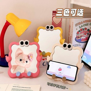 卡通高清檯式化妝鏡家用臥室可愛梳妝鏡學生宿舍便攜式高清美妝鏡
