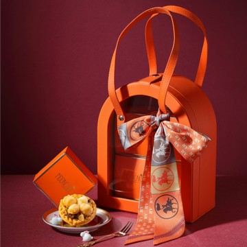 [指定區間出貨]年節優惠至1/15【法布甜】品牌絲巾包【堅果塔6入|法布甜品牌絲巾1入|橘色提包1入】盒裝｜伴手禮｜年節禮盒