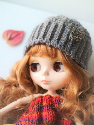 娃帽灰色毛線帽Blythe小布BJD六分娃搭愛莉絲夢遊仙境小兔配飾