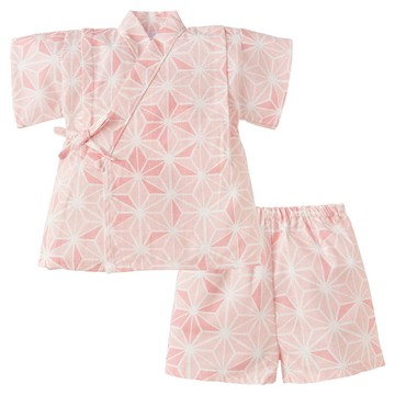 akachan honpo - 兩件式甚平-麻葉-粉紅色-日本製