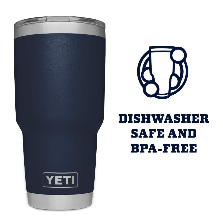 YETI Rambler 30オンス タンブラー マグスライダー蓋付き 真空断熱 ステンレス製、ネイビー