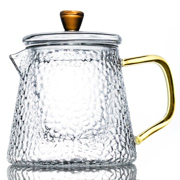 玻璃茶杯耐熱水杯家用垂紋過濾泡茶杯帶把大容量帶蓋喝茶杯子