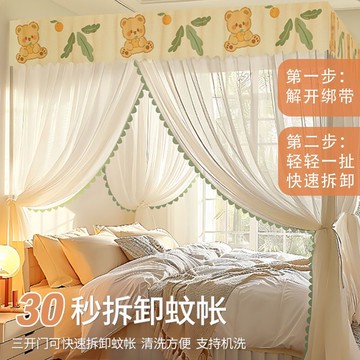 💗小紅書推薦💗2025新款高級宮廷風蚊帳臥室家用落地蚊帳三開門加密蚊帳加厚支架💗桃園出貨