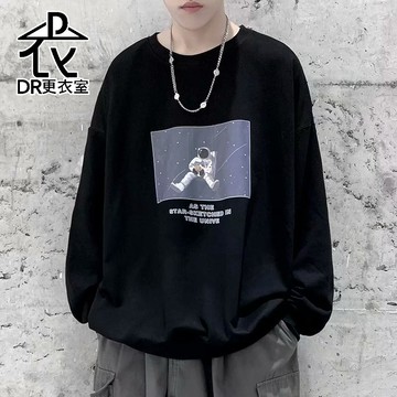 DR更衣室-韓版宇航員情侶裝流行刷毛款男潮版港風修身中青年寬鬆版大尺碼 大學T 印花T 長T【NL661032】
