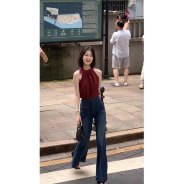 法式辣妹別致露肩掛脖上衣女夏季新款設計感小眾小個子無袖背心潮