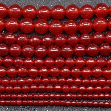 KJ--157-紅玉髓圓珠散珠4~12mm DIY手鏈項鏈耳環古風發簪頭飾材料批發