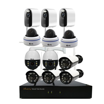 I-Family ES系列 16路 無線監控套裝錄影組 3K進階版 主機+3槍機+3半球機+3球機+3電池監視器