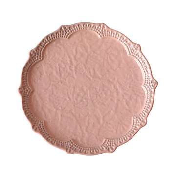 義大利VBC casa-手工浮雕蕾絲系列16cm點心盤(粉紅色/6.2吋)