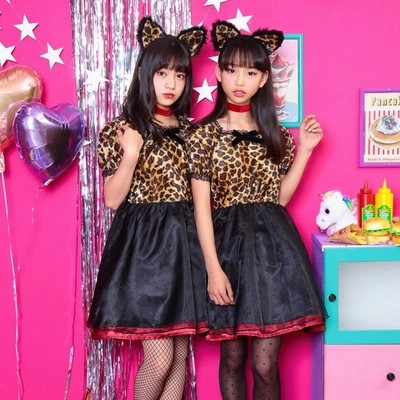 ハンドメイド★ベージュ。ヒョウ柄♡レオパードワンピース★ぬいば♡ストラップ用コス ハンドメイド☆ベージュ。ヒョウ柄♡レオパードワンピース☆ぬい